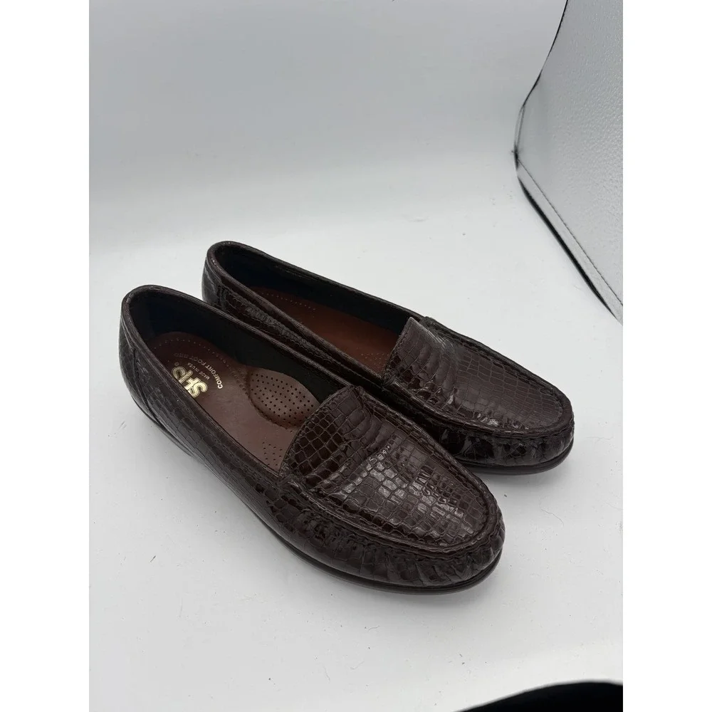 SAS Shoes Womens Size 7 Brown‎ Leather Loafers Slip On Comfort Tripad Walking